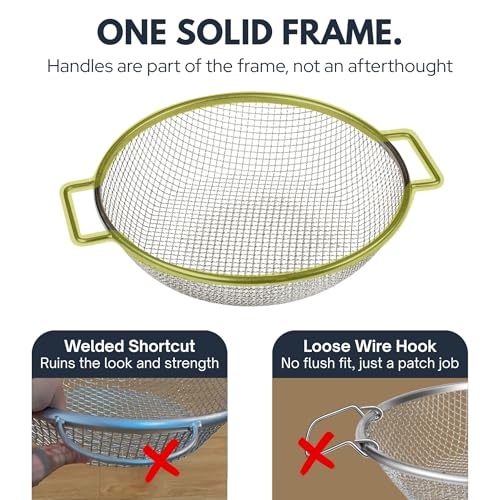 Round Soil Sifter, 1/4-inch Stainless Steel Sieve with Handles - size: 1/4 inch