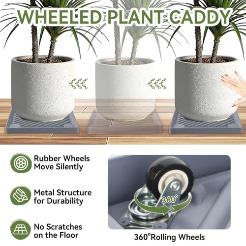 14.5" SquarePlant Caddy Beige with Hidden Wheels & Garden Tools Set - size: 14.56 Inch - Grey (1 Pcs)