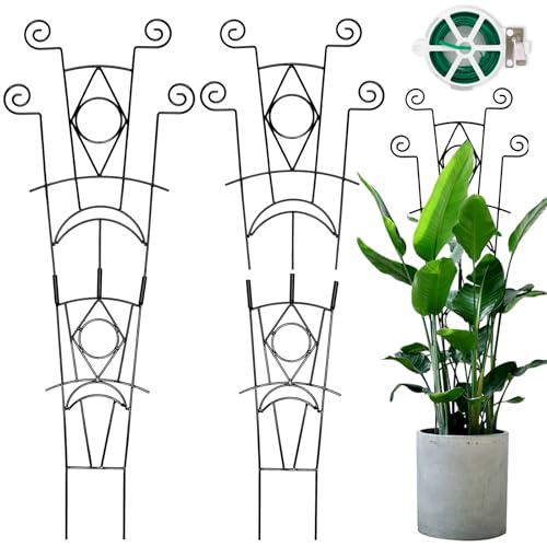 Yhtpouqe Stackable Metal Trellis for Climbing Plants Outdoor & Indoor - 4 Pack Garden Trellis for Potted Plants, Rust-Resistant Plant Support Stakes for Vines, Flowers - Sturdy Plant Trellis - size: 4 Pack