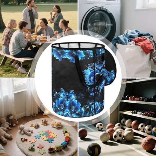BIGCARJOB Dolphin Couple Outdoor Trash Can with Lid, Folding Trash Can Collapsible Pop Up Garbage Bin Waste Basket Holder for Travelers Camper Trailer - color: Dolphin Couple