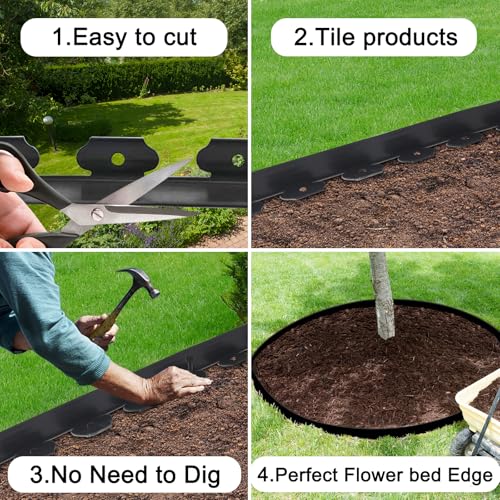 JERIA 2 Inch Tall 200 FT Garden Edging Kit with 240pcs Spikes, Plastic Edging for Landscaping - size: 2IN x 200FT