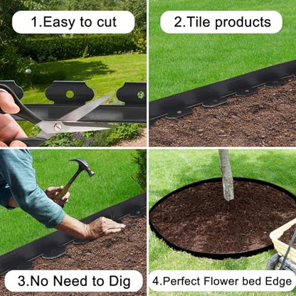 JERIA 2 Inch Tall 200 FT Garden Edging Kit with 240pcs Spikes, Plastic Edging for Landscaping - size: 2IN x 200FT