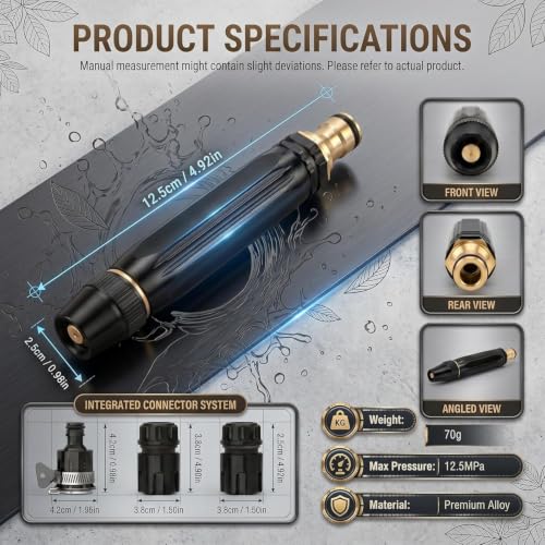 High Pressure Power Washer Nozzle with Connector Set,Direct spray gun,Power Jet Water with Three Spray Modes, Multi Function Watering Sprayer for Cleaning Yard Pets Car (1 PCS)