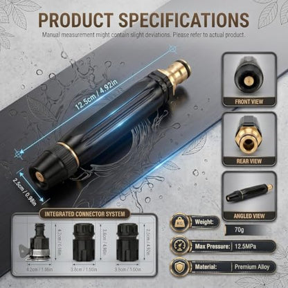 High Pressure Power Washer Nozzle with Connector Set,Direct spray gun,Power Jet Water with Three Spray Modes, Multi Function Watering Sprayer for Cleaning Yard Pets Car (1 PCS)