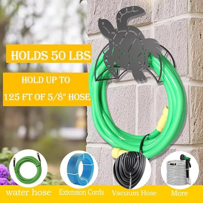 Sea Turtle Hose Hanger Wall Mount Heavy Duty 125'5/8" Garden Hose Holder - color: Sea Turtle