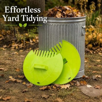 Gardenised Pair of Leaf Scoops Plastic Hand Rake for Yard Cleanup, Green - style: Green