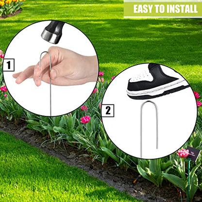 Pelopy 100 Pcs 1/2" Irrigation Drip Tubing Stakes 5 in J-Shaped Staples - size: Hold up to 1/2" Drip Tubing