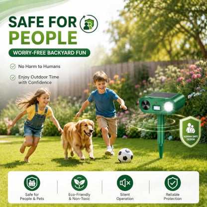 18-60 kHz Ultrasonic Solar Animal Repeller, 2-Pack Deer Repellent Devices