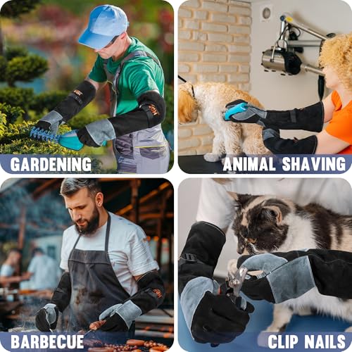Animal Handing Gloves- Bite Proof, Puncture & Scratch Resistant for Safe Handling, Garden Gloves - color: Grey, size: 24-inches