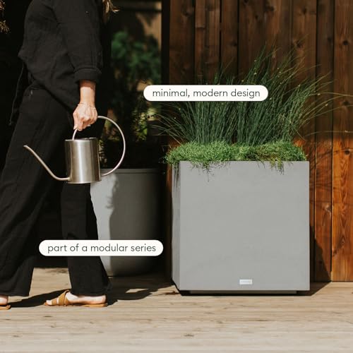 Veradek Block Series Cube Planter - Square Outdoor Planter - color: Gray, size: Medium - 2 Pack