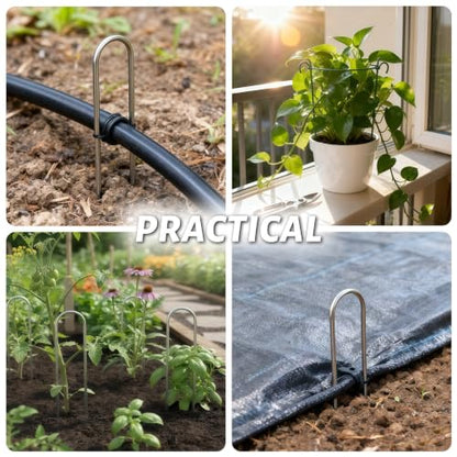 Atlantic Stainless Steel Landscape Staples Garden Stakes. (6"-U-60pcs) - size: U-shaped 6"x60pcs