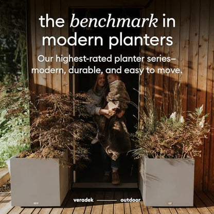 Veradek Block Series Cube Planter - Square Outdoor Planter - color: Gray, size: Small