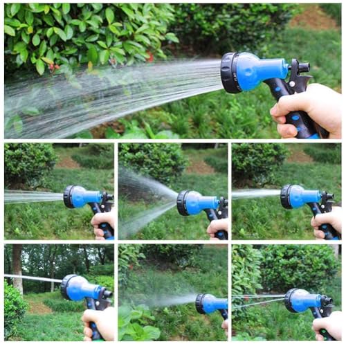 EVA Recoil Garden Hose 25ft - Includes 7 Pattern Spray Nozzle,Retractable Curly Water Hose - color: Blue