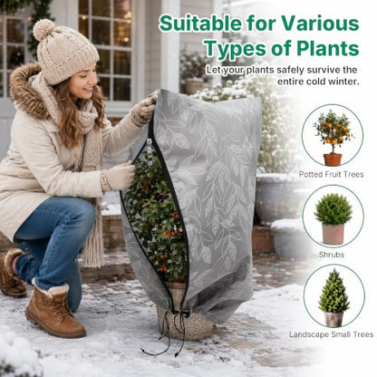 2PCS Plant Covers Freeze Protection 29"X23.5" Winter Frost Blankets - color: Grey 29*23.5in