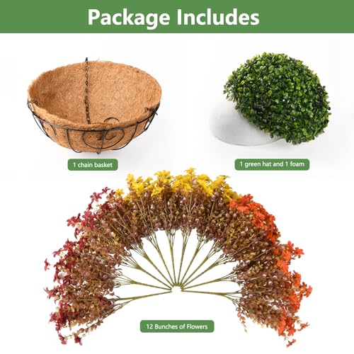 INQCMY Artificial Flowers for Outdoors Fall Hanging Baskets UV Resistant - color: K Orange Brown Yellow