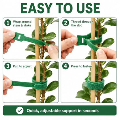 50PCS Garden Plant Ties with Hook & Loop - Reusable Adjustable Nylon Straps for Vines, Tomatoes, Stems, and Plant Support, Secure Non-Slip Fastening Clips - size: 50PCS