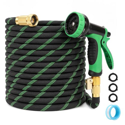 Garden Hose 50ft, Non-Expandable Flexible TPE Tube Water Hose - color: Black and Green, size: 50ft