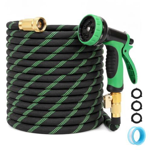 Garden Hose 50ft, Non-Expandable Flexible TPE Tube Water Hose - color: Black and Green, size: 50ft