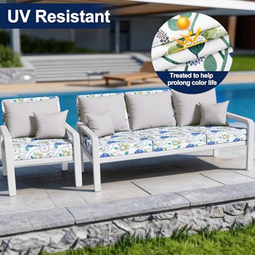 Smiry Waterproof Patio Cushion Covers, Stretch Outdoor Furniture Covers - color: Light Green, size: 14PCS