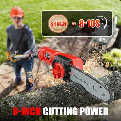 8-Inch Cordless Pole Saw Compatible with Milwaukee M18 18V Battery - color: Dark Red