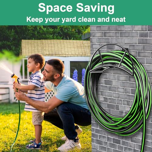 TomCare Garden Hose Holder Wall Mount, 150FT Capacity Water Hose Hanger - color: Black, size: Standard