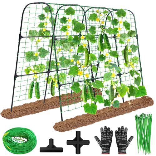 50"x48"Cucumber Trellis, Garden Arch Trellis for Climbing Plants Outdoor - color: Black