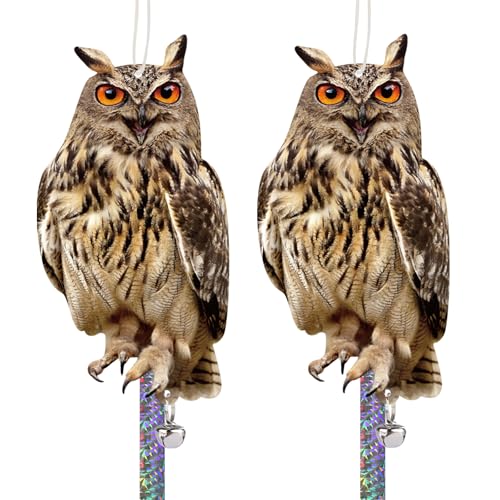 Fake Owl to Keep Pigeon Away, 2PCS Flat Garden Owl - color: Light Brown Owl 2pcs