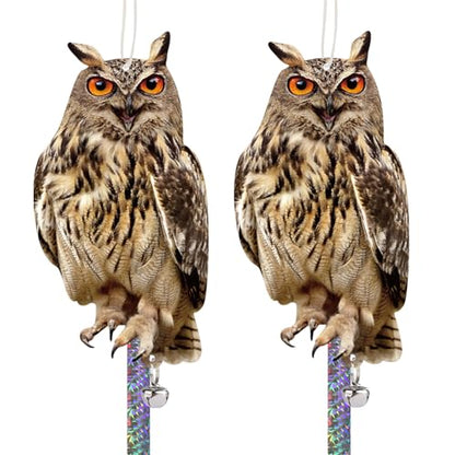 Fake Owl to Keep Pigeon Away, 2PCS Flat Garden Owl - color: Light Brown Owl 2pcs