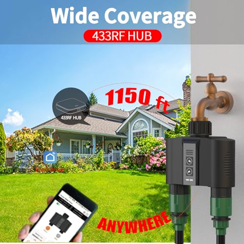 WiFi Water Timer for Garden Hose, Sprinkler Timer with 2 Outlet for Lawns and Yard, Rain Delay/Remote/Manual/Automatic Drip Irrigation System Programmable Faucet - size: 1-2 Zone Smart