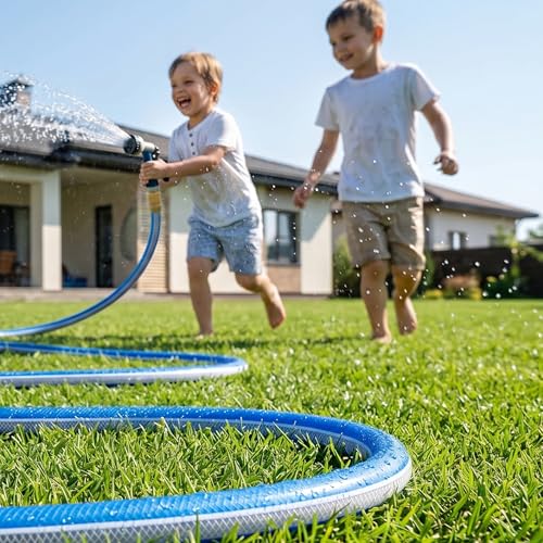 25 ft Heavy Duty 3/4” Garden Hose, Solution4Patio, Male to Female Fittings - color: Blue/White, size: 3/4 in. x 25 ft.