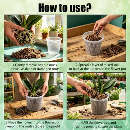 Orchid Pot with Drainage Holes, 6 Pack 4/5/6 Inch Clear Plastic Breathable Slotted Pots for Repotting-Root Control Planter-Sturdy Plastic Plant Pot for Butterfly Orchid, Hydroponics, Indoor & Outdoor - size: 4/5/6 Inch 6Pcs