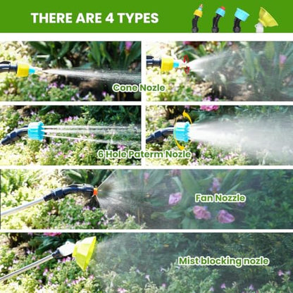 2 Gallon Battery Powered Garden Sprayer, Electric Sprayer with Retractable Wand & 4 Nozzles, USB Rechargeable 2000mAh Sprayer for Weeds, Pest Control, Fertilizing and Cleaning