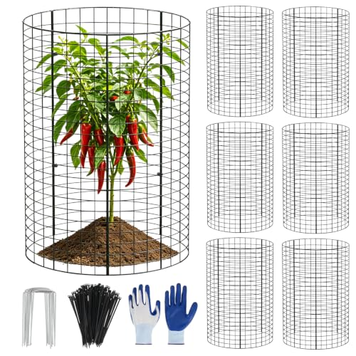 6 Pack Large Wire Plant Protector from Animals 18"x12" Metal Plant Cage - size: 18"x12"