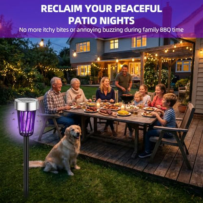 Solar Bug Zapper Outdoor Waterproof Mosquito Repellent Outdoor Patio Mosquito Trap Killer for Garden, Backyard, Farm, 2026 Solar Powered Fly Zapper for Small Flying Insect, Moths, Gnats, Flies(4Pack)