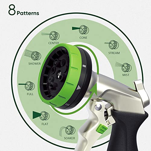 Garden Hose Nozzle,Metal Spray Nozzles with 8 Adjustable Watering Patterns