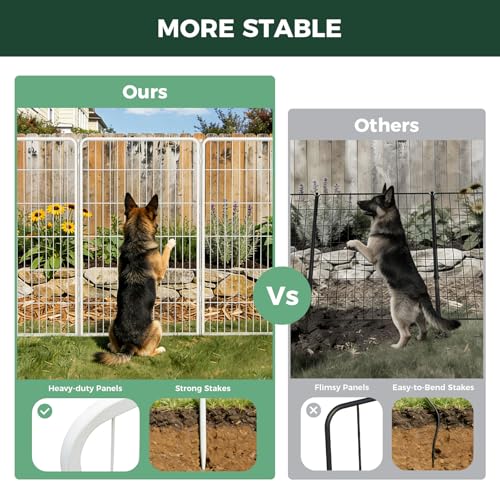 FXW No Dig Garden Fence, Outdoor for Yard, 45in(H) x 18.2ft(L), 8 Panels - color: White, size: 45"H