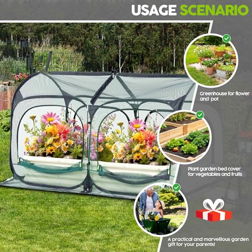 Poray Large 8.2x4FT Plant Netting Cover, Pop up Tunnel Crop Cage Gardening Net,Pest Guard Cover for Vegetables &Fruits,Durable Gardening Net for Plant and Animal - size: Large 8.2x4.1X4.3FT