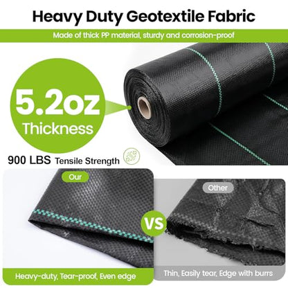13x65ft Driveway Fabric, 5.2OZ Landscape Fabric for Weed Barrier & Gravel - size: 13x65 ft-5.2OZ