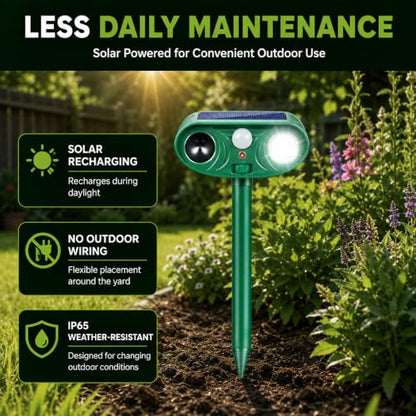 Sonic Fortress Pro Deer & Raccoon Repellent Outdoor, Solar Animal Repeller