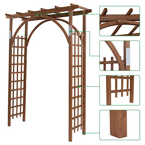 Outvita 7Ft Dark Brown Wooden Garden Arbor Arch Trellis - color: Dark Brown