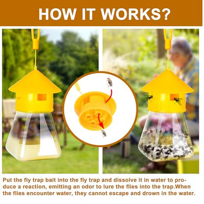 6 Pack Fly Bait Refill for Reusable Outdoor Fly Traps
