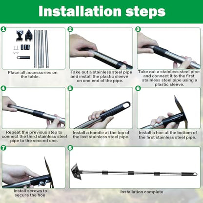 Weed Puller Tool with Long Handle,2-in-1 Heavy-Duty Weed Rake-60 Adjustable,Handle Hoe Garden Tools for Planting,Loosening Soil,Patio,Yard, Garden and Lawn