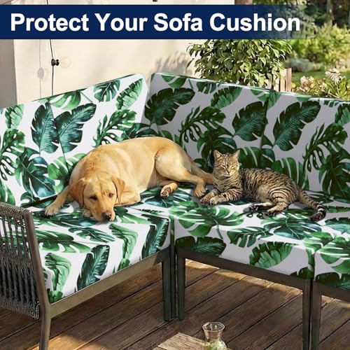 Smiry Waterproof Patio Cushion Covers, Stretch Outdoor Furniture Covers - color: Green, size: 8PCS