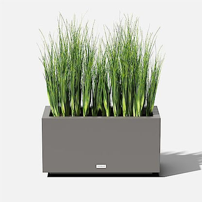 Veradek Block Series Long Box Planter - Rectangular Outdoor Planter - color: Gray, size: Small