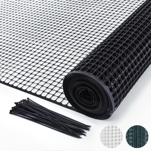 PotatoLife Black Plastic Garden Fence, Hardware Mesh, 4' x 50' - color: Black, size: 4' x 50'