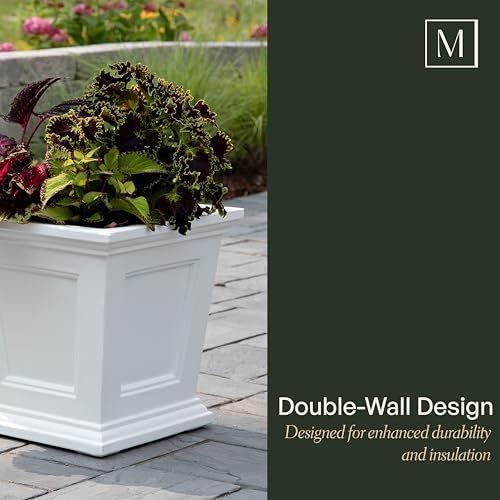 Mayne Fairfield 16in Self-Watering Square Planter, Graphite Grey - color: Graphite Grey, size: 16in