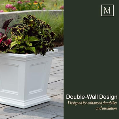 Mayne Fairfield 16in Self-Watering Square Planter, Graphite Grey - color: Graphite Grey, size: 16in