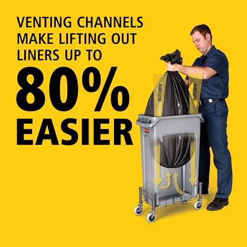 Rubbermaid Commercial Products Slim Jim Plastic Rectangular Trash/Garbage Can with Venting Channels, 23 Gallon, Gray - color: Gray, size: 23 Gal