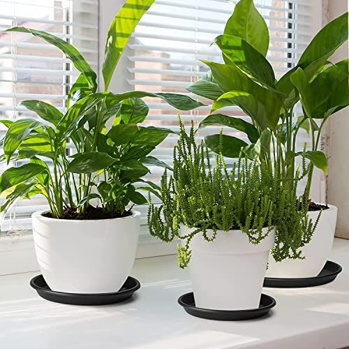 6Pack 6,8,10Inch Plastic Drip Trays Plant Saucers for Indoors Outdoor Plant, Thick Heavy Durable Sturdy Flower Pot Trays for Pots Planter, Black(6+8+10 inch) - size: 6+8+10 inch