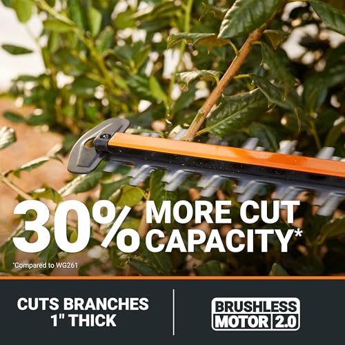 WORX Cordless Hedge Trimmer, 20V 22" Bush Trimmer, WG263 - style: 22" 20V Hedge Trimmer w/(1)4.0Ah Battery